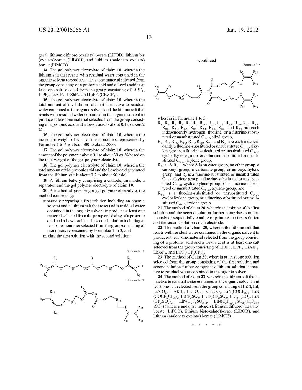 GEL POLYMER ELECTROLYTE, LITHIUM BATTERY INCLUDING GEL POLYMER     ELECTROLYTE, AND METHOD OF PREPARING GEL POLYMER ELECTROLYTE - diagram, schematic, and image 15