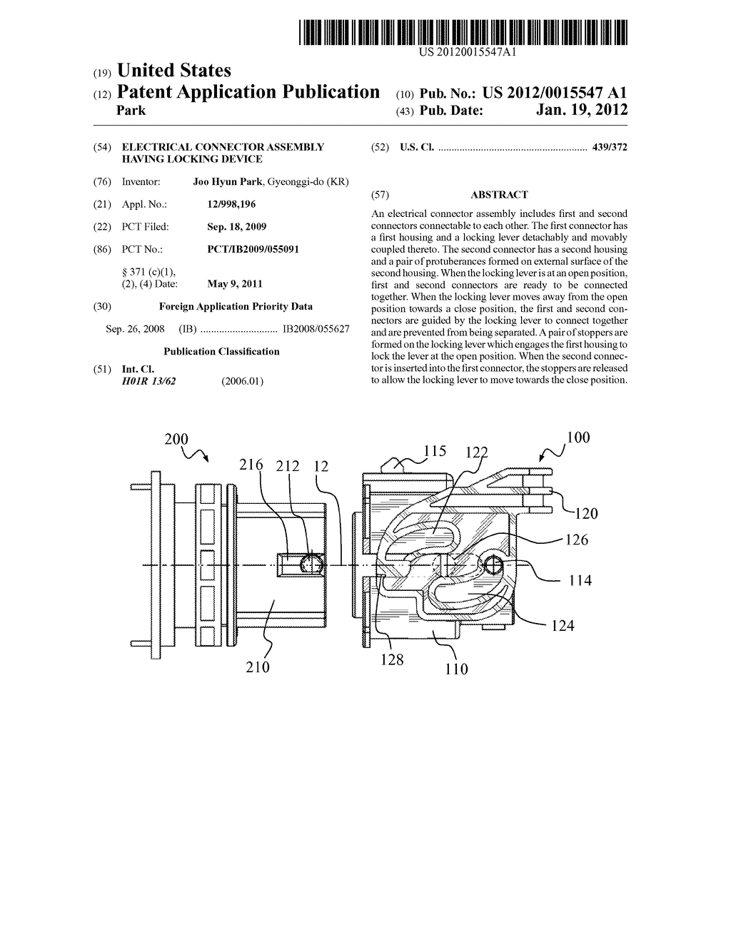 Electrical connector assembly having locking device - diagram, schematic, and image 01