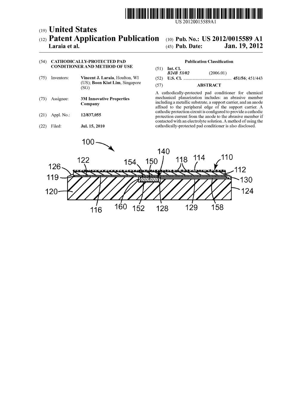 CATHODICALLY-PROTECTED PAD CONDITIONER AND METHOD OF USE - diagram, schematic, and image 01