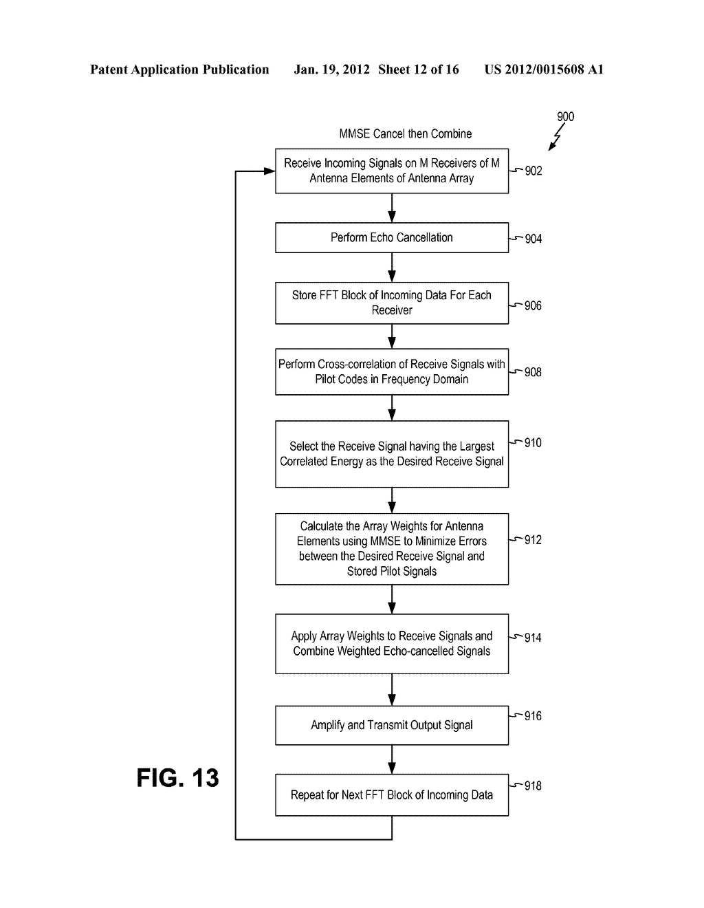METHOD IN A WIRELESS REPEATER EMPLOYING AN ANTENNA ARRAY FOR INTERFERENCE     REDUCTION - diagram, schematic, and image 13