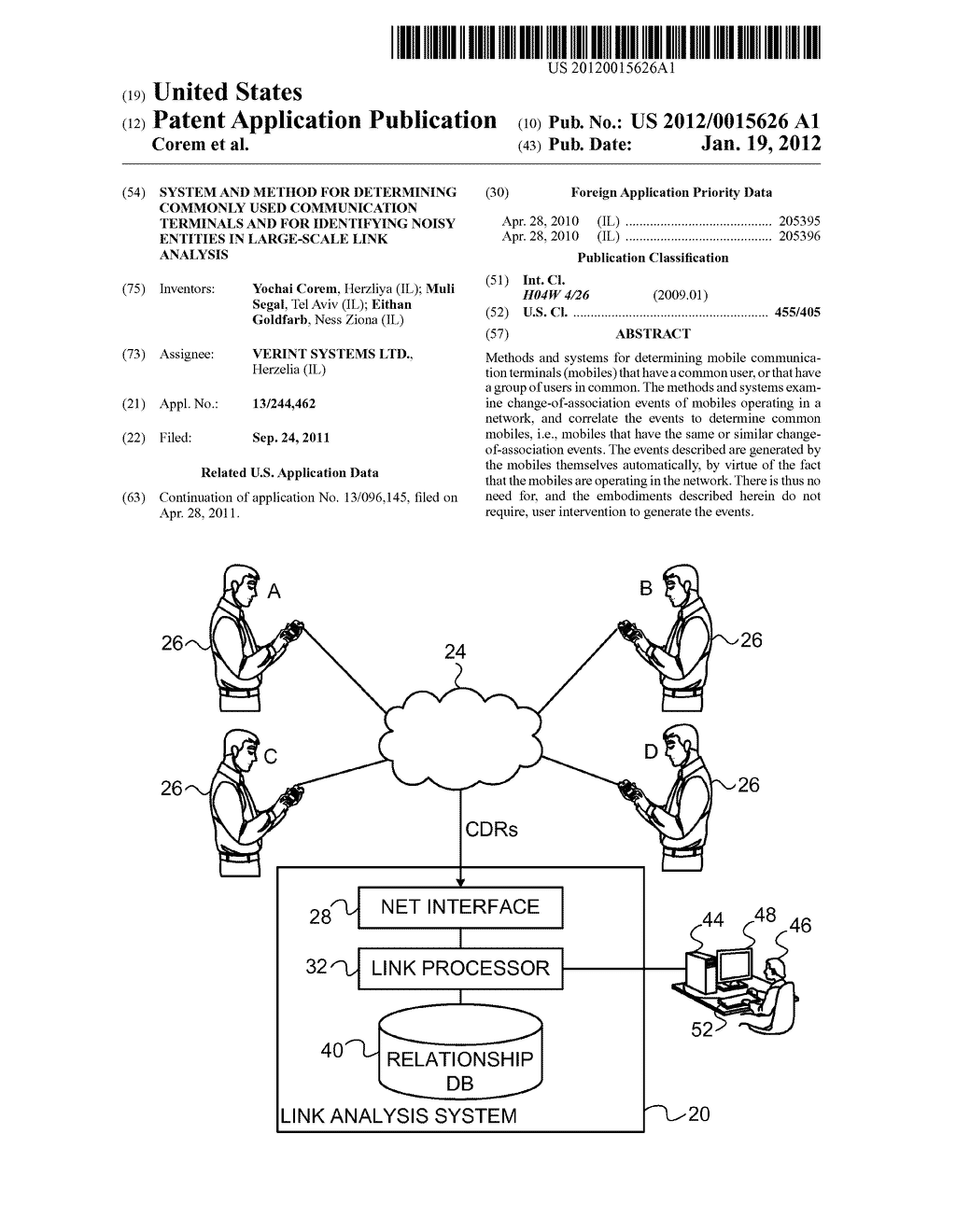 SYSTEM AND METHOD FOR DETERMINING COMMONLY USED COMMUNICATION TERMINALS     AND FOR IDENTIFYING NOISY ENTITIES IN LARGE-SCALE LINK ANALYSIS - diagram, schematic, and image 01