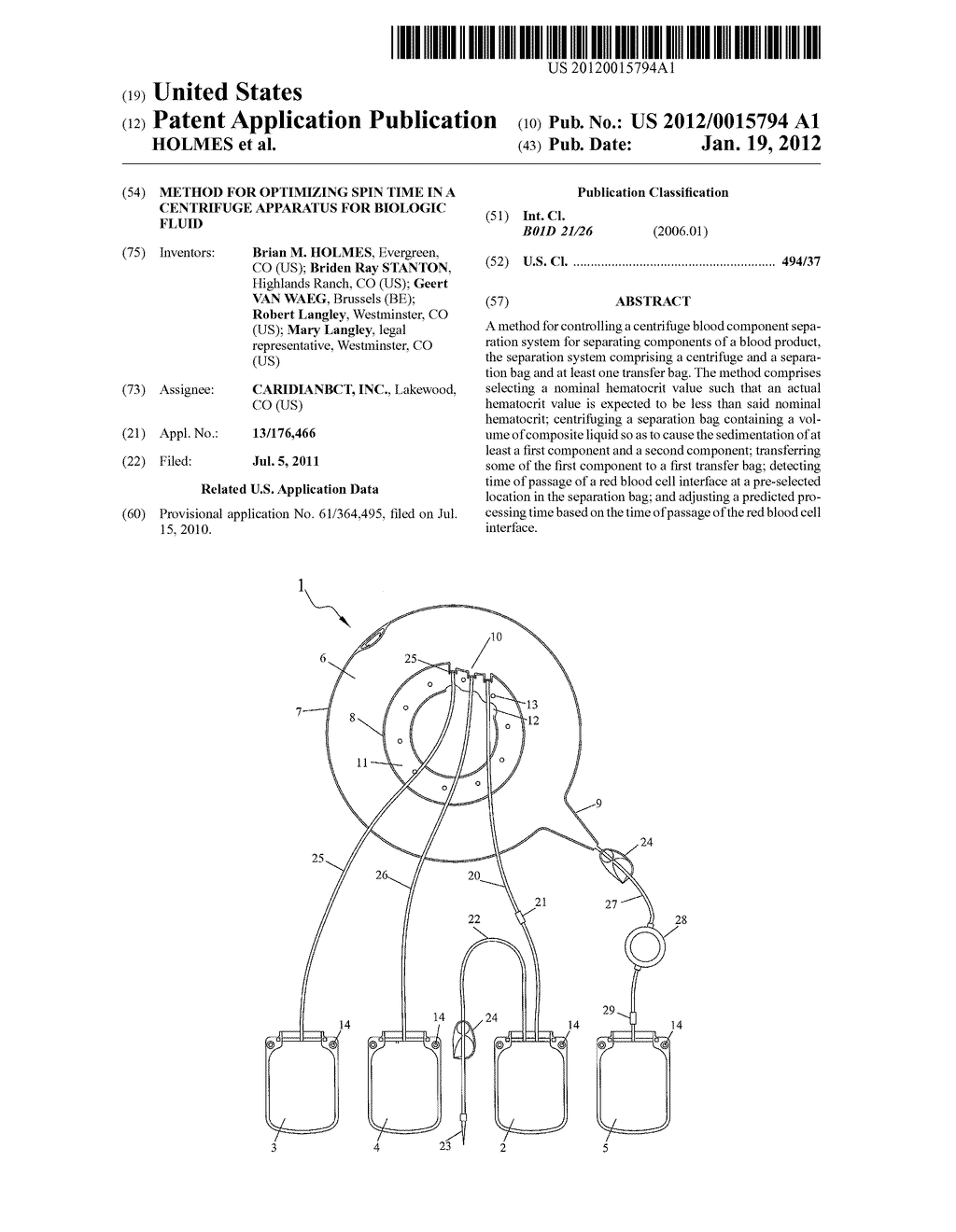 Method for Optimizing Spin Time In a Centrifuge Apparatus for Biologic     Fluid - diagram, schematic, and image 01