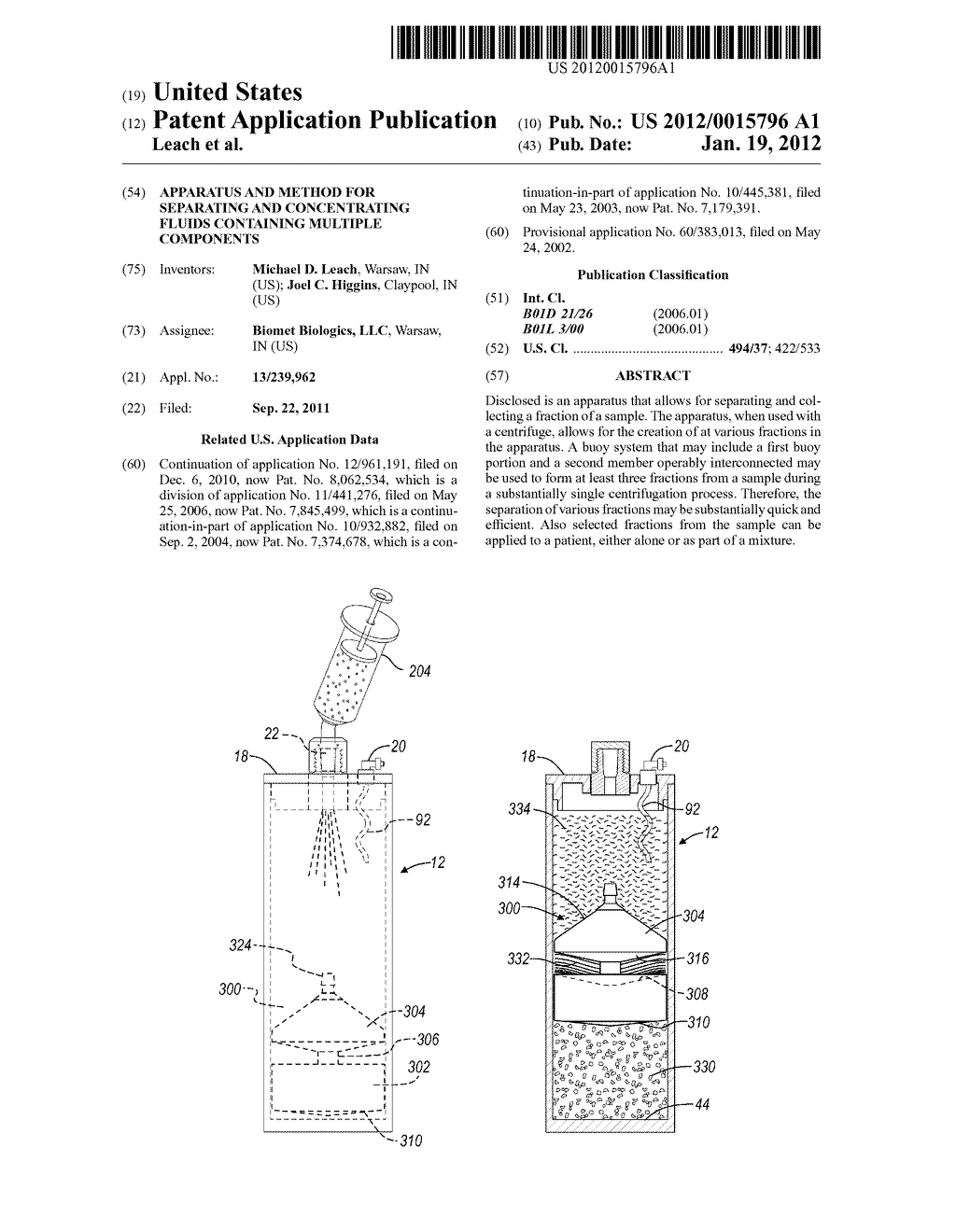 Apparatus and Method for Separating and Concentrating Fluids Containing     Multiple Components - diagram, schematic, and image 01