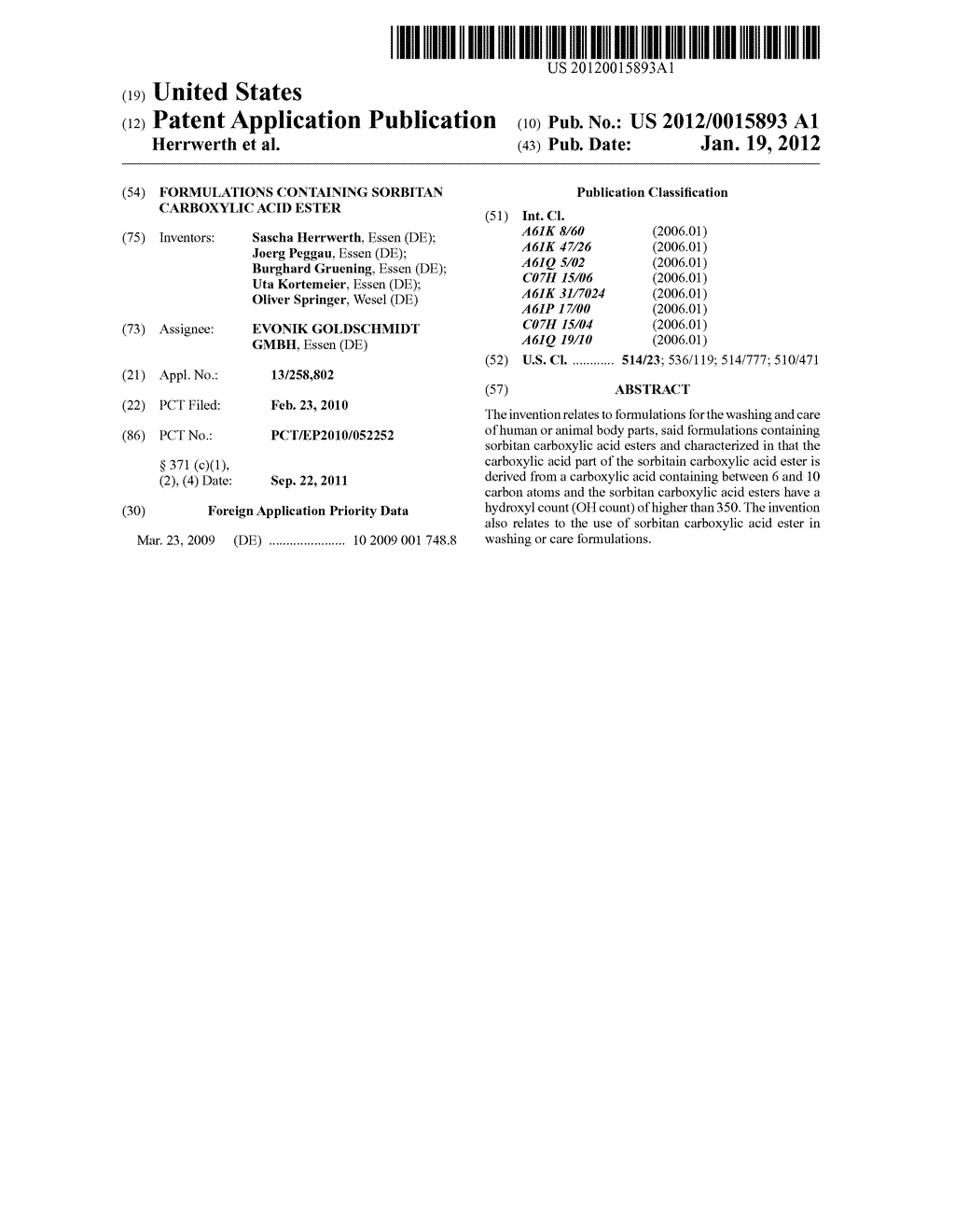 FORMULATIONS CONTAINING SORBITAN CARBOXYLIC ACID ESTER - diagram, schematic, and image 01