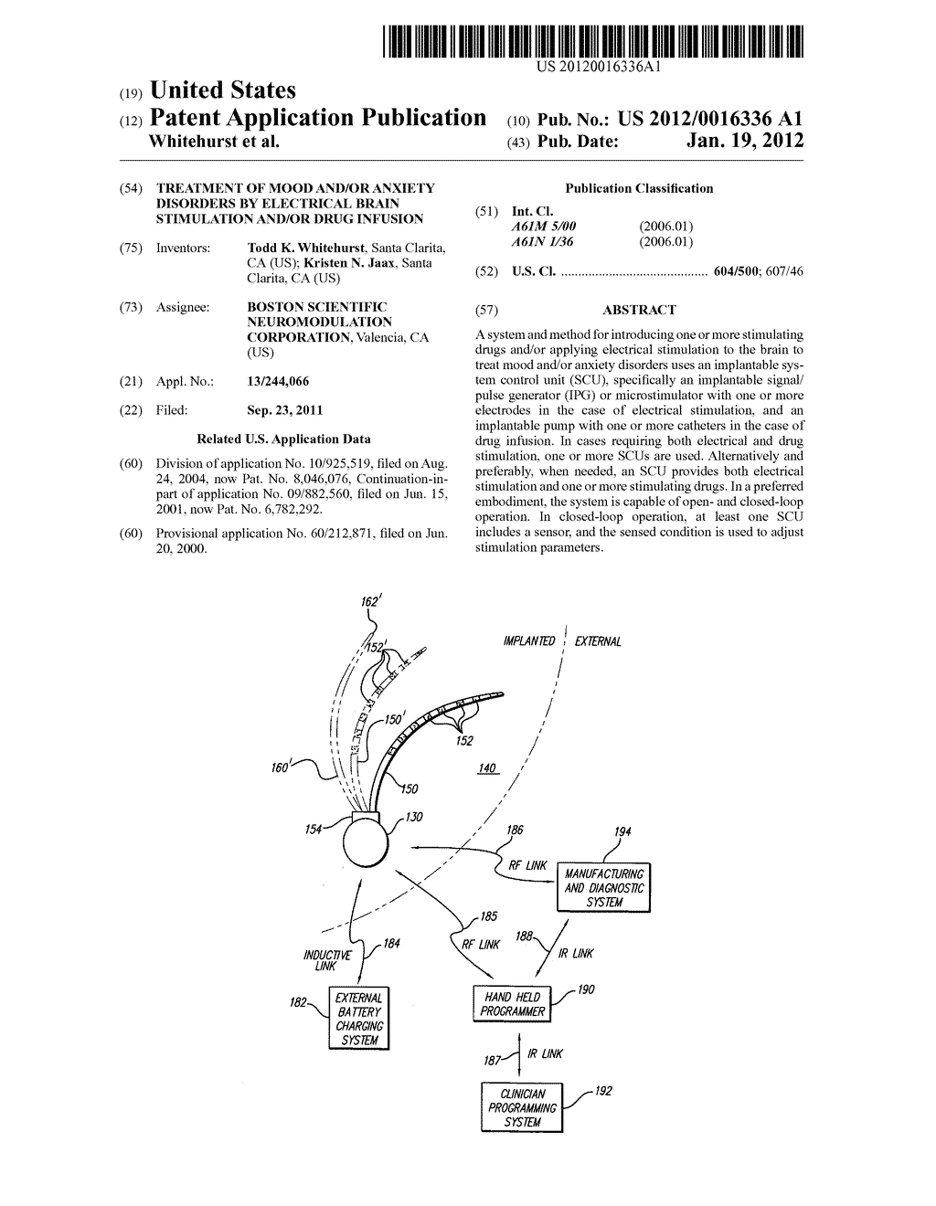 TREATMENT OF MOOD AND/OR ANXIETY DISORDERS BY ELECTRICAL BRAIN STIMULATION     AND/OR DRUG INFUSION - diagram, schematic, and image 01