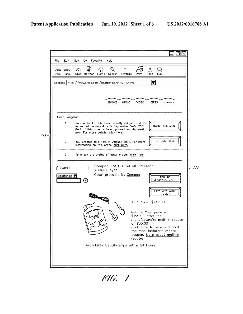 CONTEXTUAL PRESENTATION ON ELECTRONIC CATALOG PAGES OF INFORMATION     REFLECTIVE OF PRIOR ORDERS - diagram, schematic, and image 02