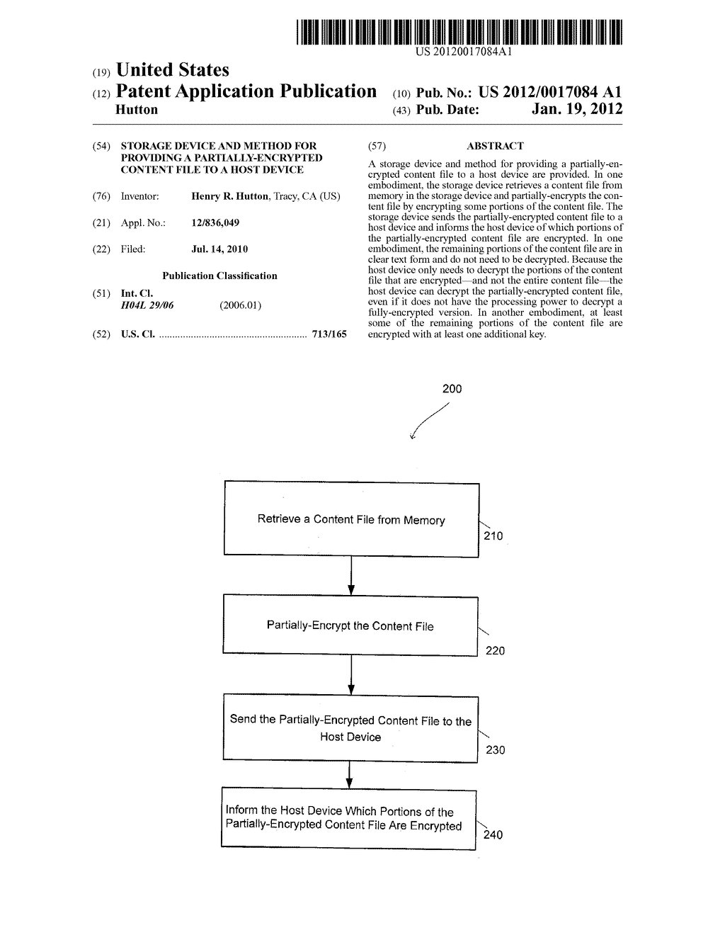 Storage Device and Method for Providing a Partially-Encrypted Content File     to a Host Device - diagram, schematic, and image 01