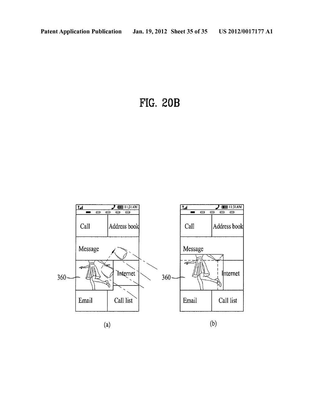 MOBILE TERMINAL AND METHOD OF ORGANIZING A MENU SCREEN THEREIN - diagram, schematic, and image 36