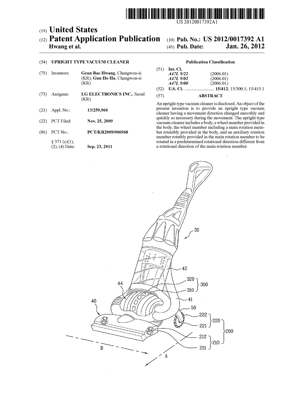 UPRIGHT TYPE VACUUM CLEANER - diagram, schematic, and image 01