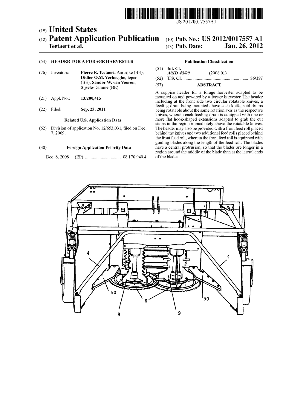 Header for a forage harvester - diagram, schematic, and image 01