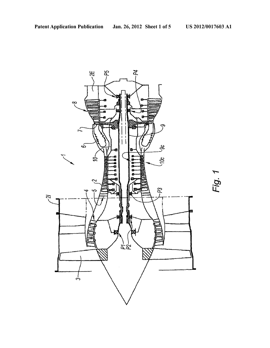 DOUBLE-BODY GAS TURBINE ENGINE PROVIDED WITH AN INTER-SHAFT BEARING - diagram, schematic, and image 02