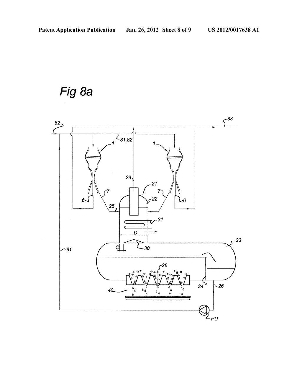 METHOD OF REMOVING CARBON DIOXIDE FROM A FLUID STREAM AND FLUID SEPARATION     ASSEMBLY - diagram, schematic, and image 09