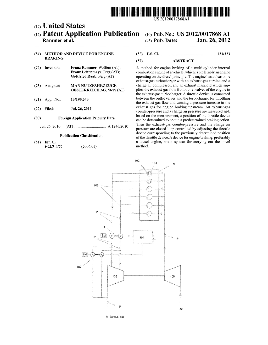 METHOD AND DEVICE FOR ENGINE BRAKING - diagram, schematic, and image 01