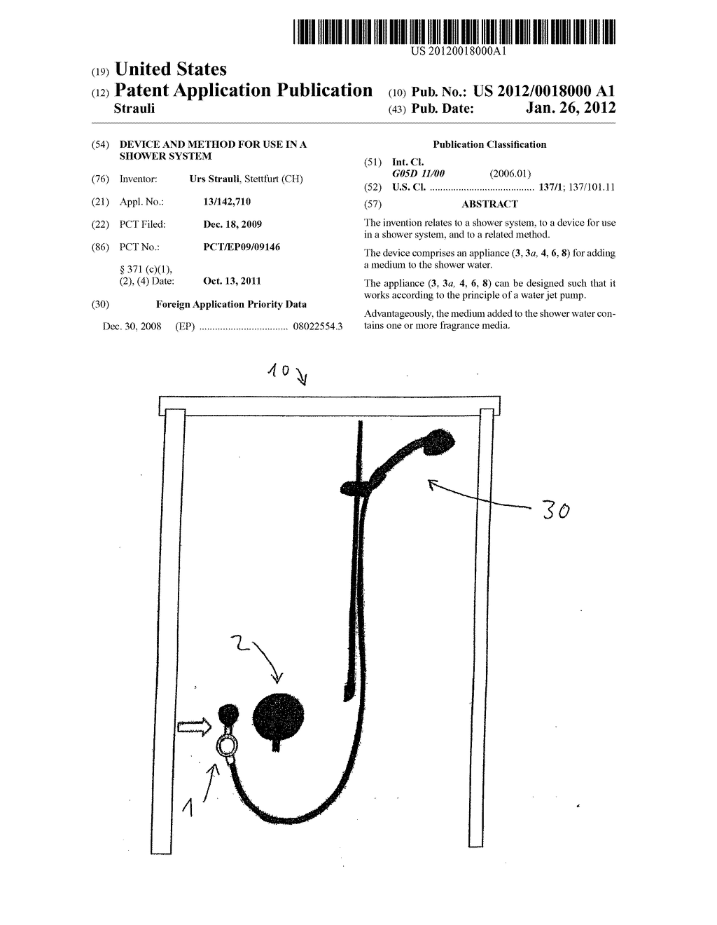 DEVICE AND METHOD FOR USE IN A SHOWER SYSTEM - diagram, schematic, and image 01