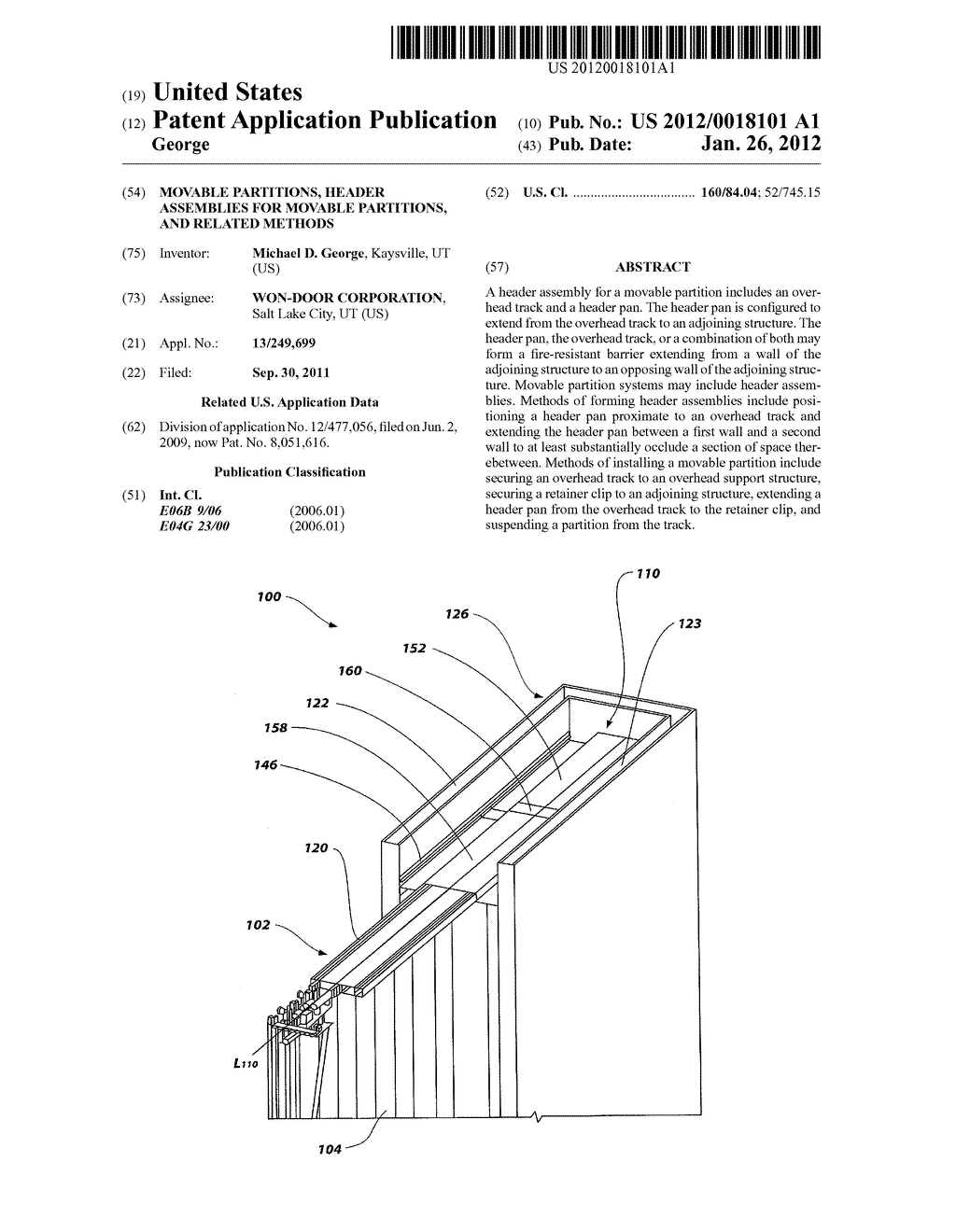 MOVABLE PARTITIONS, HEADER ASSEMBLIES FOR MOVABLE PARTITIONS, AND RELATED     METHODS - diagram, schematic, and image 01