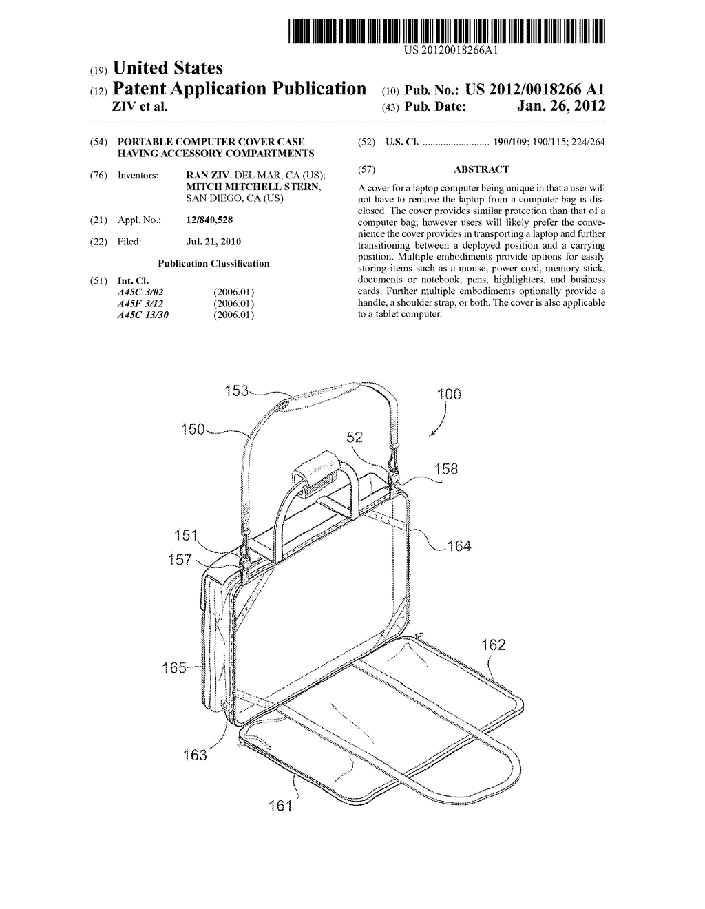 PORTABLE COMPUTER COVER CASE HAVING ACCESSORY COMPARTMENTS - diagram, schematic, and image 01