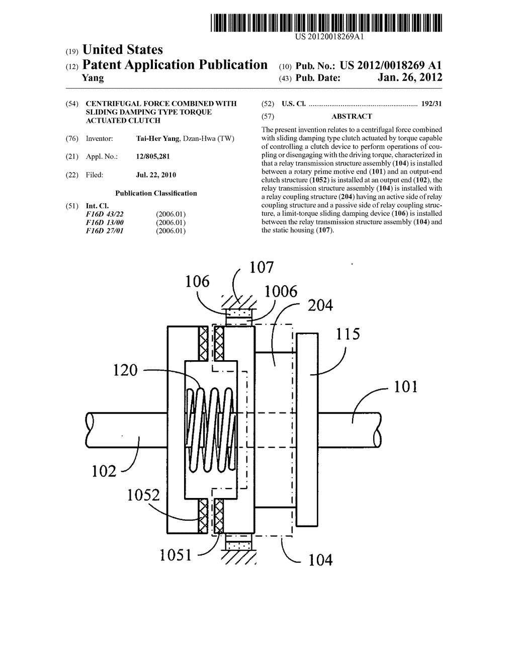 Centrifugal force combined with sliding damping type torque actuated     clutch - diagram, schematic, and image 01