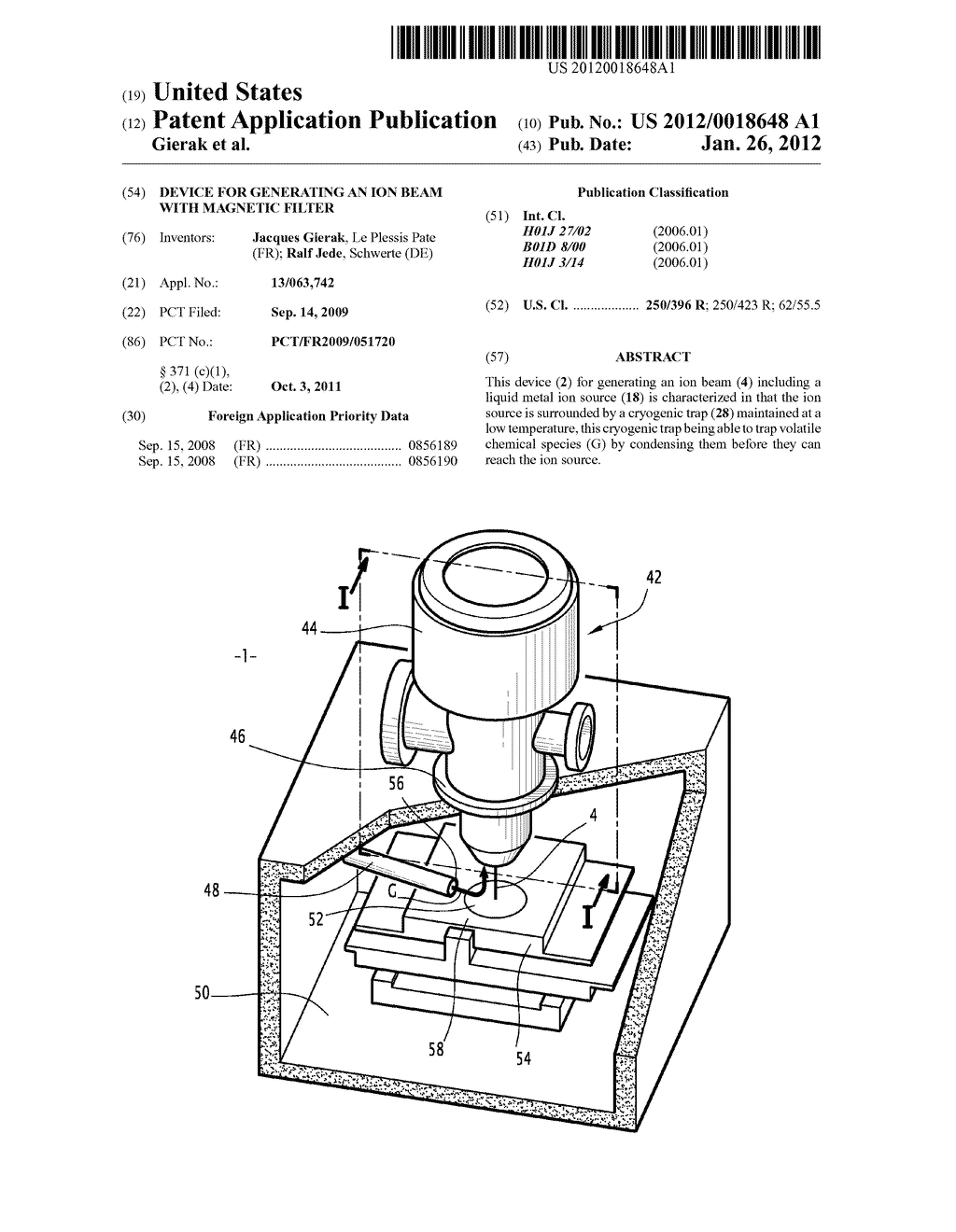 DEVICE FOR GENERATING AN ION BEAM WITH MAGNETIC FILTER - diagram, schematic, and image 01