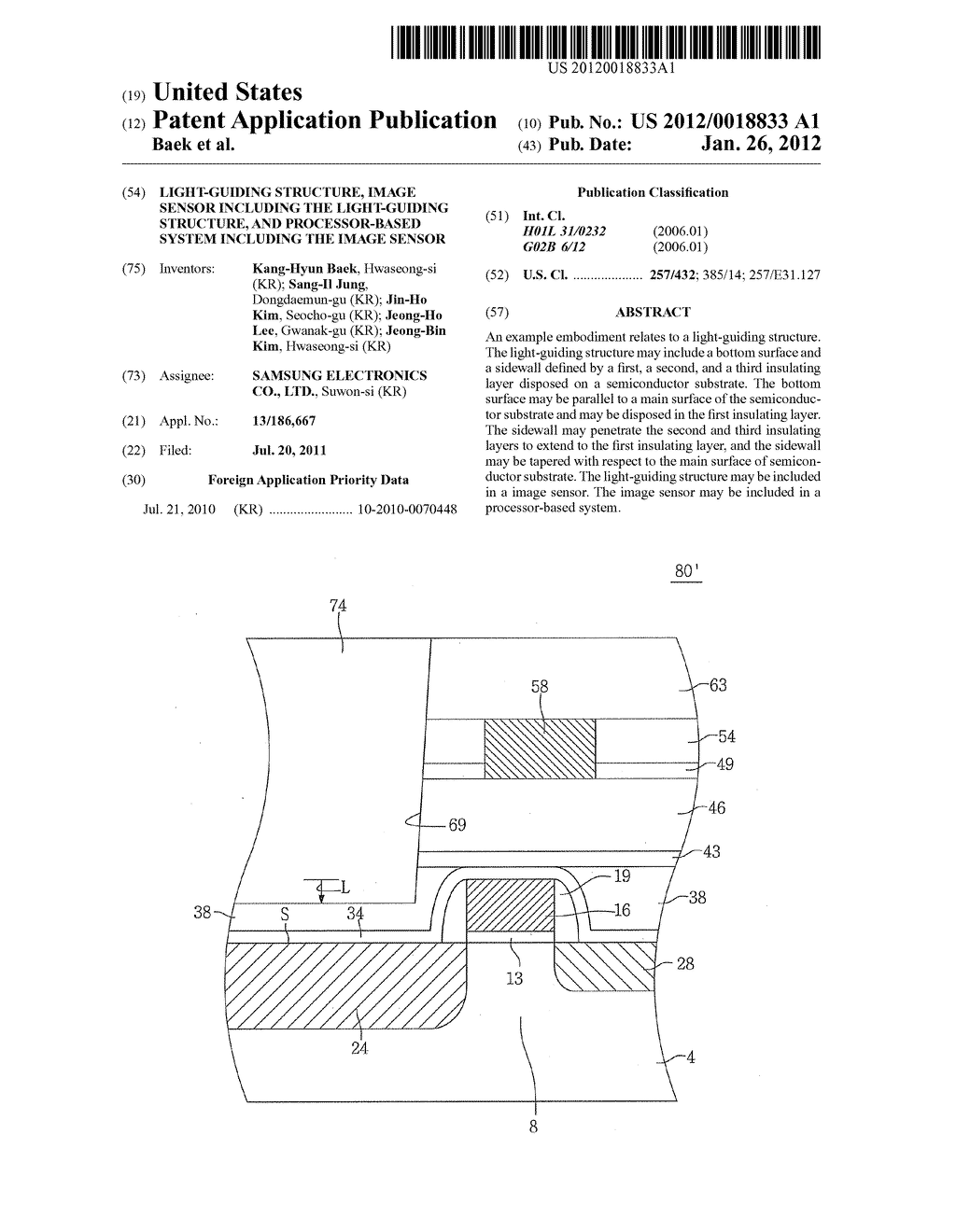 Light-Guiding Structure, Image Sensor Including The Light-Guiding     Structure, And Processor-Based System Including The Image Sensor - diagram, schematic, and image 01