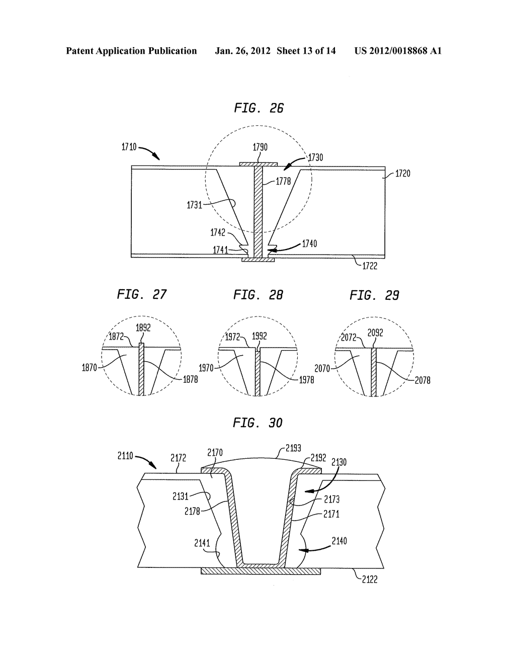 MICROELECTRONIC ELEMENTS HAVING METALLIC PADS OVERLYING VIAS - diagram, schematic, and image 14