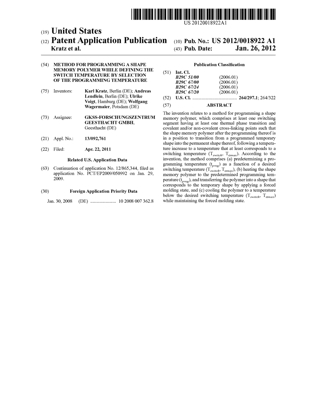 METHOD FOR PROGRAMMING A SHAPE MEMORY POLYMER WHILE DEFINING THE SWITCH     TEMPERATURE BY SELECTION OF THE PROGRAMMING TEMPERATURE - diagram, schematic, and image 01