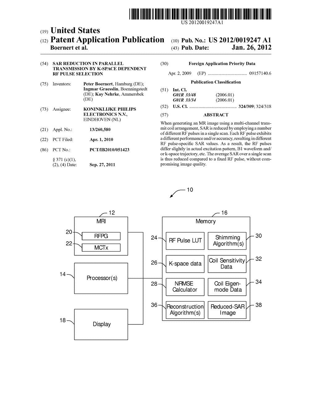 SAR REDUCTION IN PARALLEL TRANSMISSION BY K-SPACE DEPENDENT RF PULSE     SELECTION - diagram, schematic, and image 01