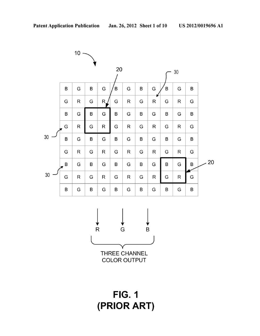 IMAGE SENSOR WITH DUAL ELEMENT COLOR FILTER ARRAY AND THREE CHANNEL COLOR     OUTPUT - diagram, schematic, and image 02