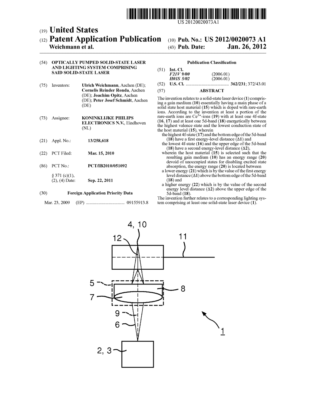 OPTICALLY PUMPED SOLID-STATE LASER AND LIGHTING SYSTEM COMPRISING SAID     SOLID-STATE LASER - diagram, schematic, and image 01