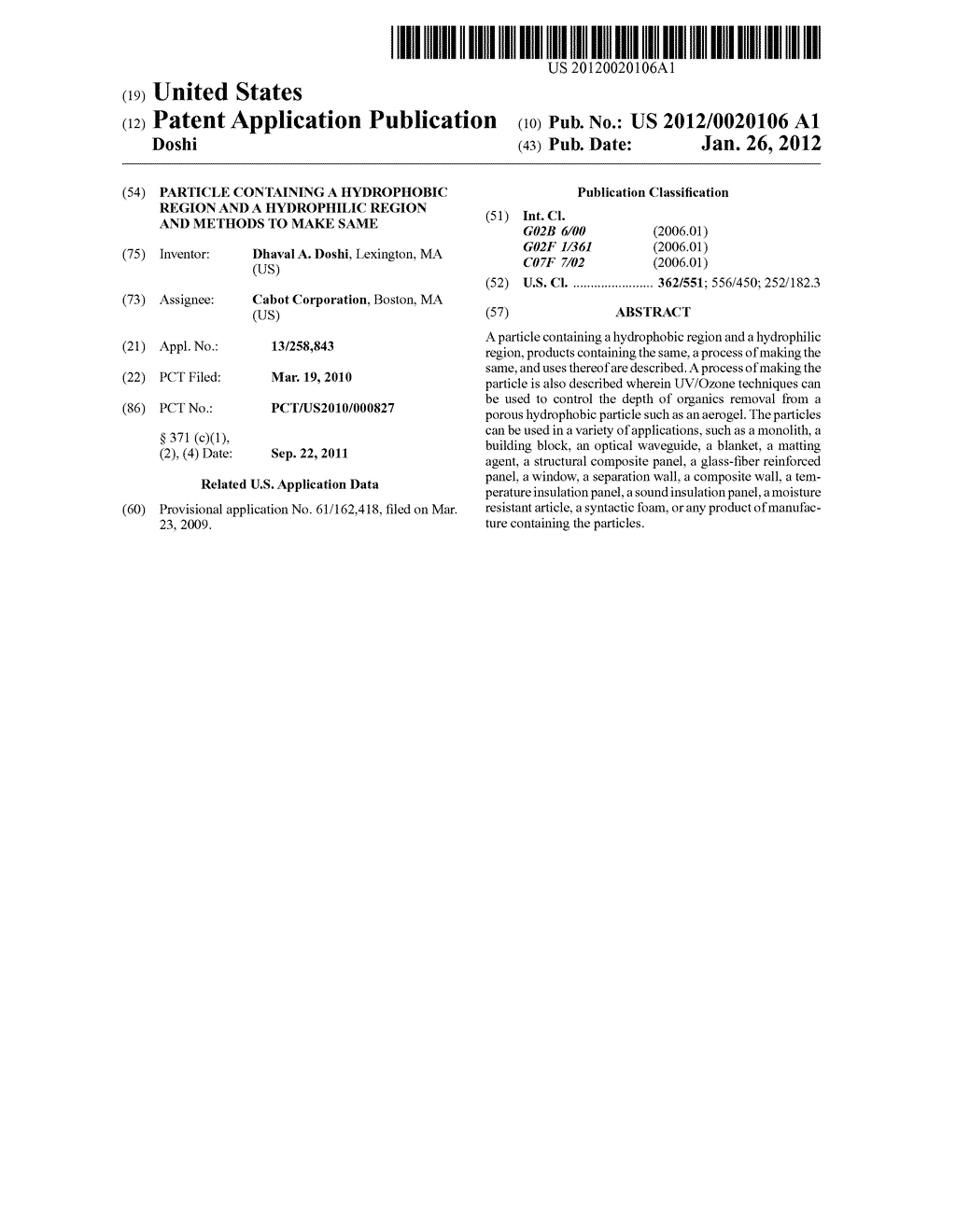  PARTICLE CONTAINING A HYDROPHOBIC REGION AND A HYDROPHILIC REGION AND     METHODS TO MAKE SAME - diagram, schematic, and image 01