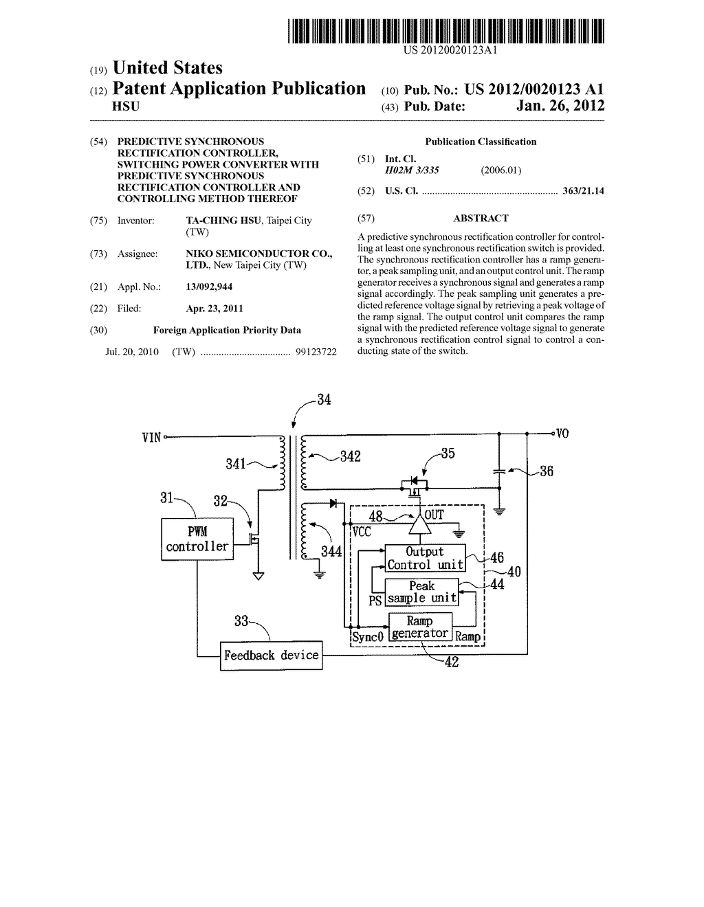 PREDICTIVE SYNCHRONOUS RECTIFICATION CONTROLLER, SWITCHING POWER CONVERTER     WITH PREDICTIVE SYNCHRONOUS RECTIFICATION CONTROLLER AND CONTROLLING     METHOD THEREOF - diagram, schematic, and image 01