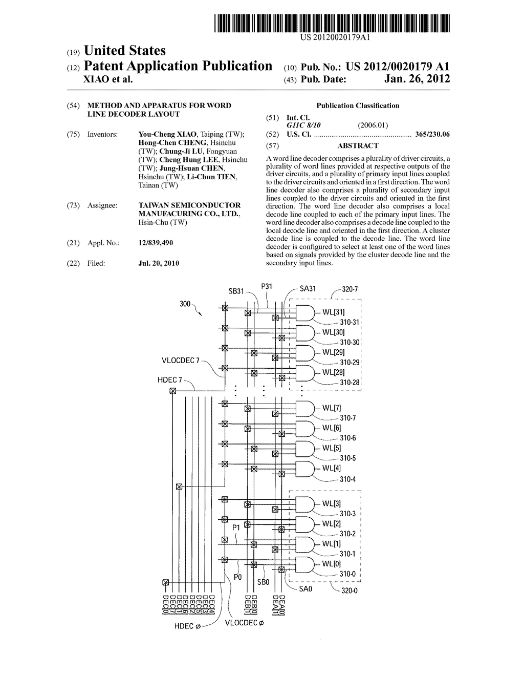 METHOD AND APPARATUS FOR WORD LINE DECODER LAYOUT - diagram, schematic, and image 01