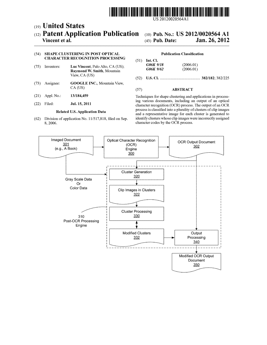 SHAPE CLUSTERING IN POST OPTICAL CHARACTER RECOGNITION PROCESSING - diagram, schematic, and image 01