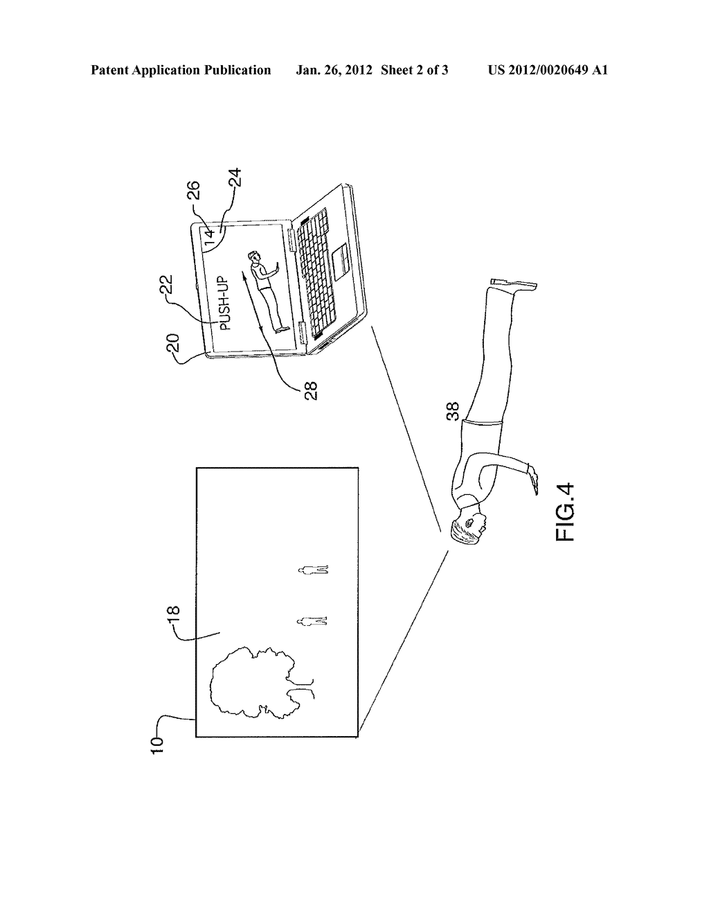 METHOD AND APPARATUS TO CONVEY VISUAL PHYSICAL ACTIVITY INSTRUCTIONS ON A     VIDEO SCREEN - diagram, schematic, and image 03