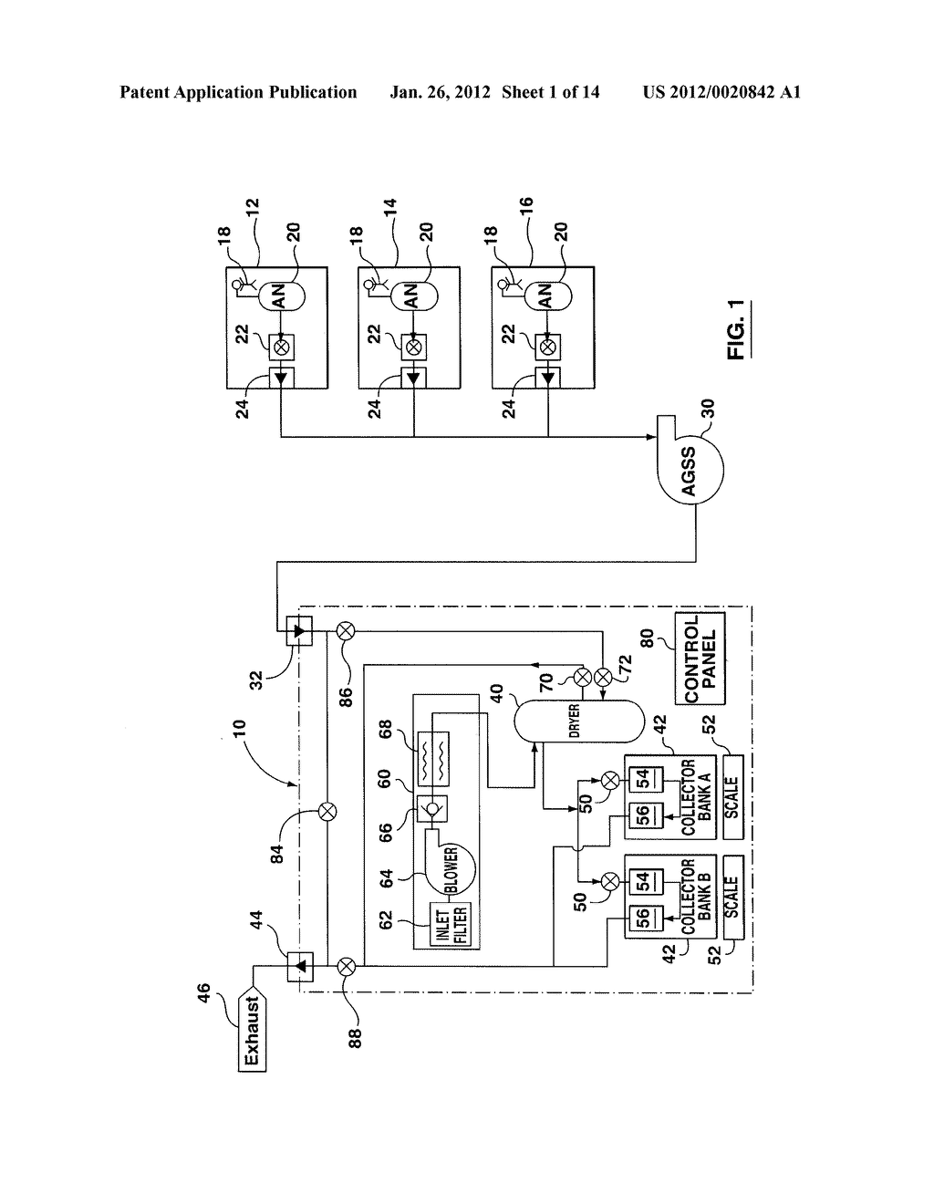 APPARATUS, SYSTEMS AND METHOD FOR COLLECTING AND RECLAIMING ANAESTHETIC     AGENTS AND FOR REMOVING NITROUS OXIDE FROM EXHAUST GASES - diagram, schematic, and image 02