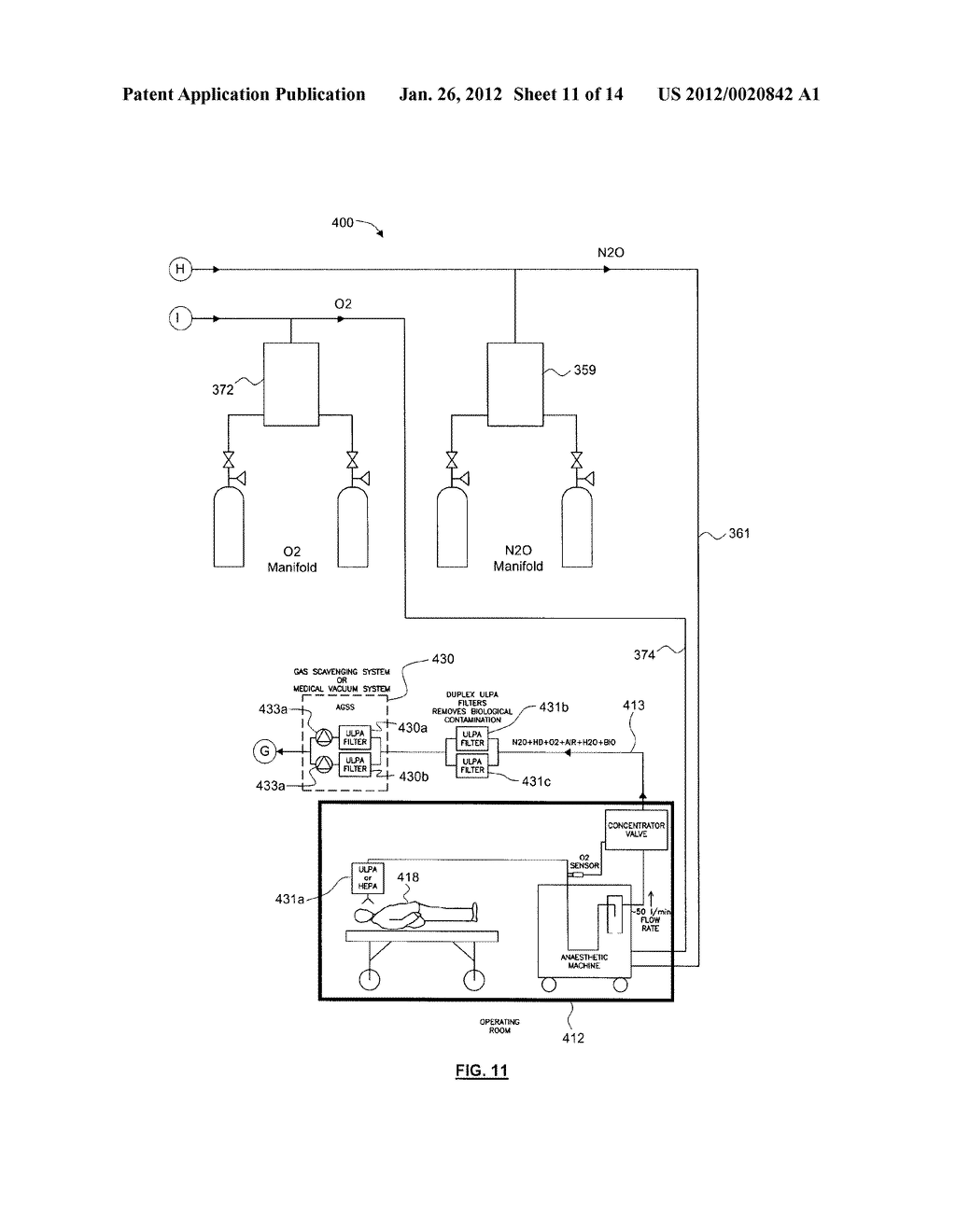 APPARATUS, SYSTEMS AND METHOD FOR COLLECTING AND RECLAIMING ANAESTHETIC     AGENTS AND FOR REMOVING NITROUS OXIDE FROM EXHAUST GASES - diagram, schematic, and image 12