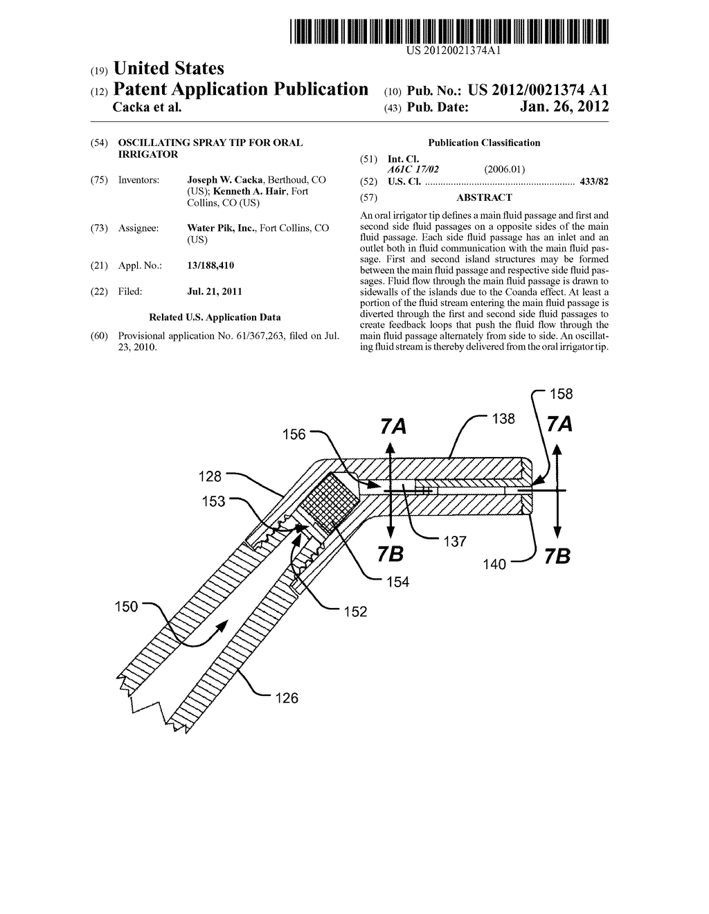 OSCILLATING SPRAY TIP FOR ORAL IRRIGATOR - diagram, schematic, and image 01