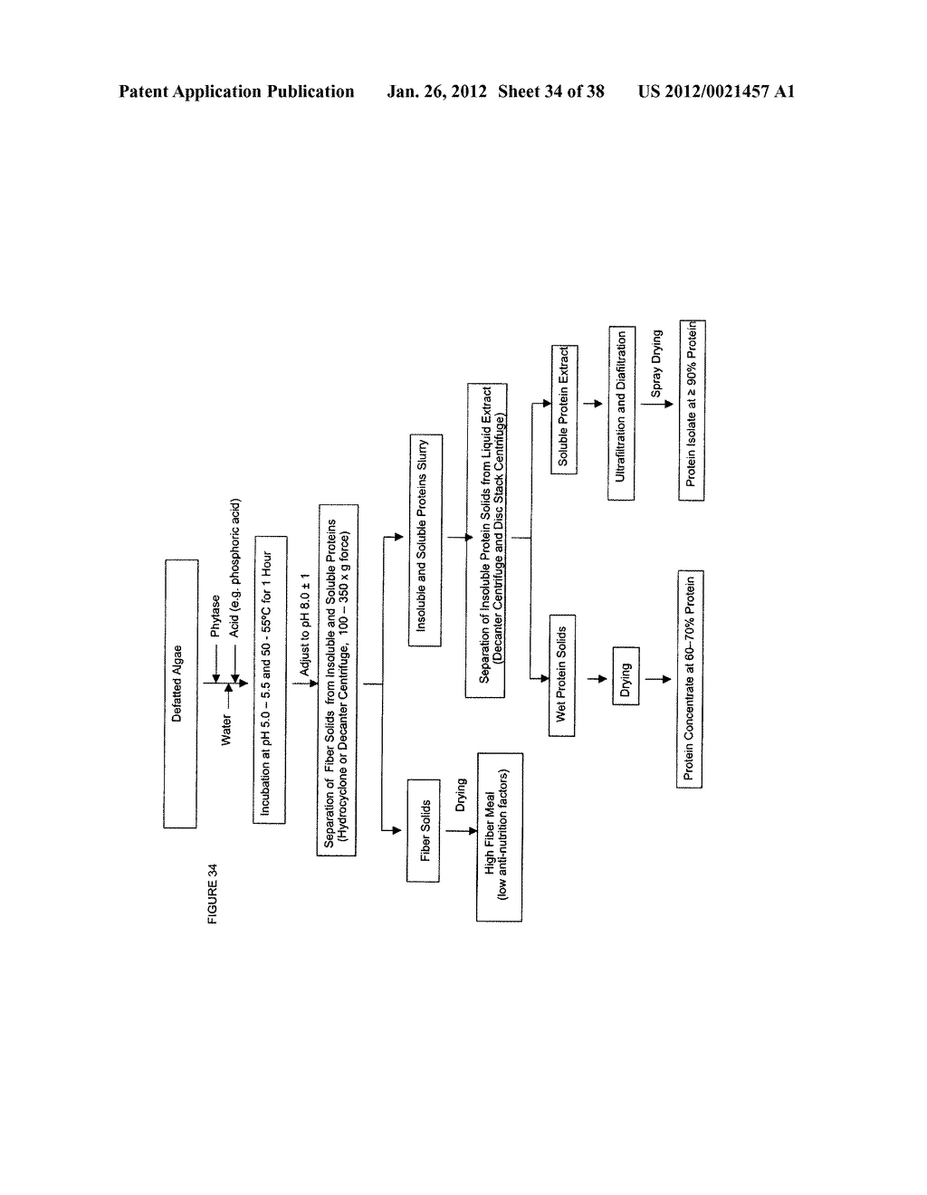 PROTEIN CONCENTRATES AND ISOLATES, AND PROCESSES FOR THE PRODUCTION     THEREOF FROM MACROALGAE AND/OR MICROALGAE - diagram, schematic, and image 35