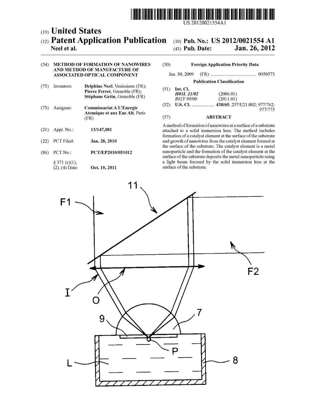 METHOD OF FORMATION OF NANOWIRES AND METHOD OF MANUFACTURE OF ASSOCIATED     OPTICAL COMPONENT - diagram, schematic, and image 01