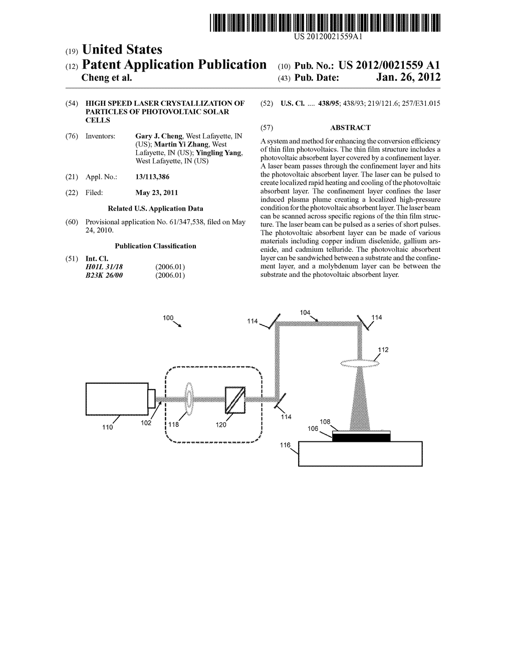 HIGH SPEED LASER CRYSTALLIZATION OF PARTICLES OF PHOTOVOLTAIC SOLAR CELLS - diagram, schematic, and image 01