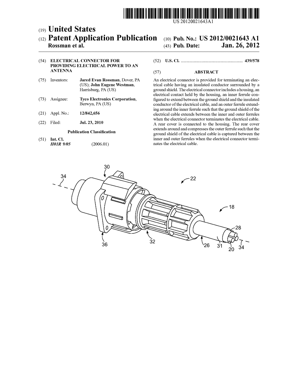 ELECTRICAL CONNECTOR FOR PROVIDING ELECTRICAL POWER TO AN ANTENNA - diagram, schematic, and image 01