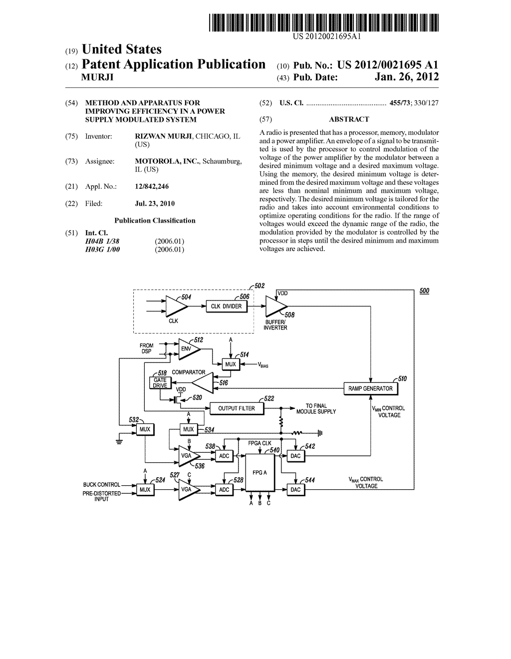 Method and Apparatus for Improving Efficiency in a Power Supply Modulated     System - diagram, schematic, and image 01