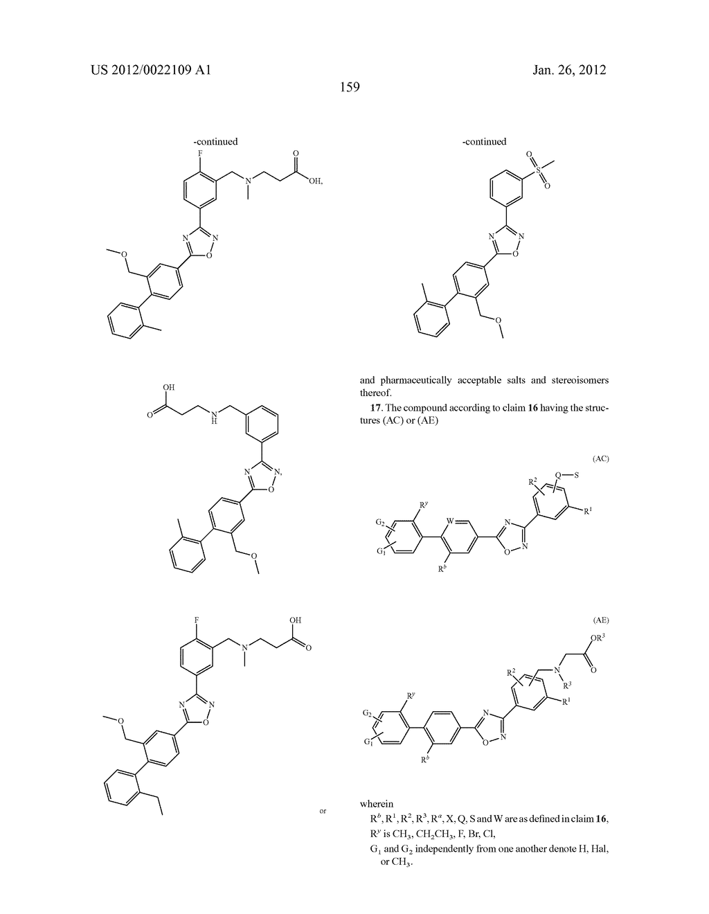 OXADIAZOLE DERIVATIVES - diagram, schematic, and image 160