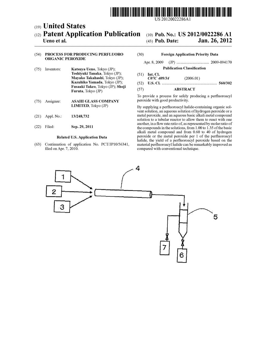 PROCESS FOR PRODUCING PERFLUORO ORGANIC PEROXIDE - diagram, schematic, and image 01