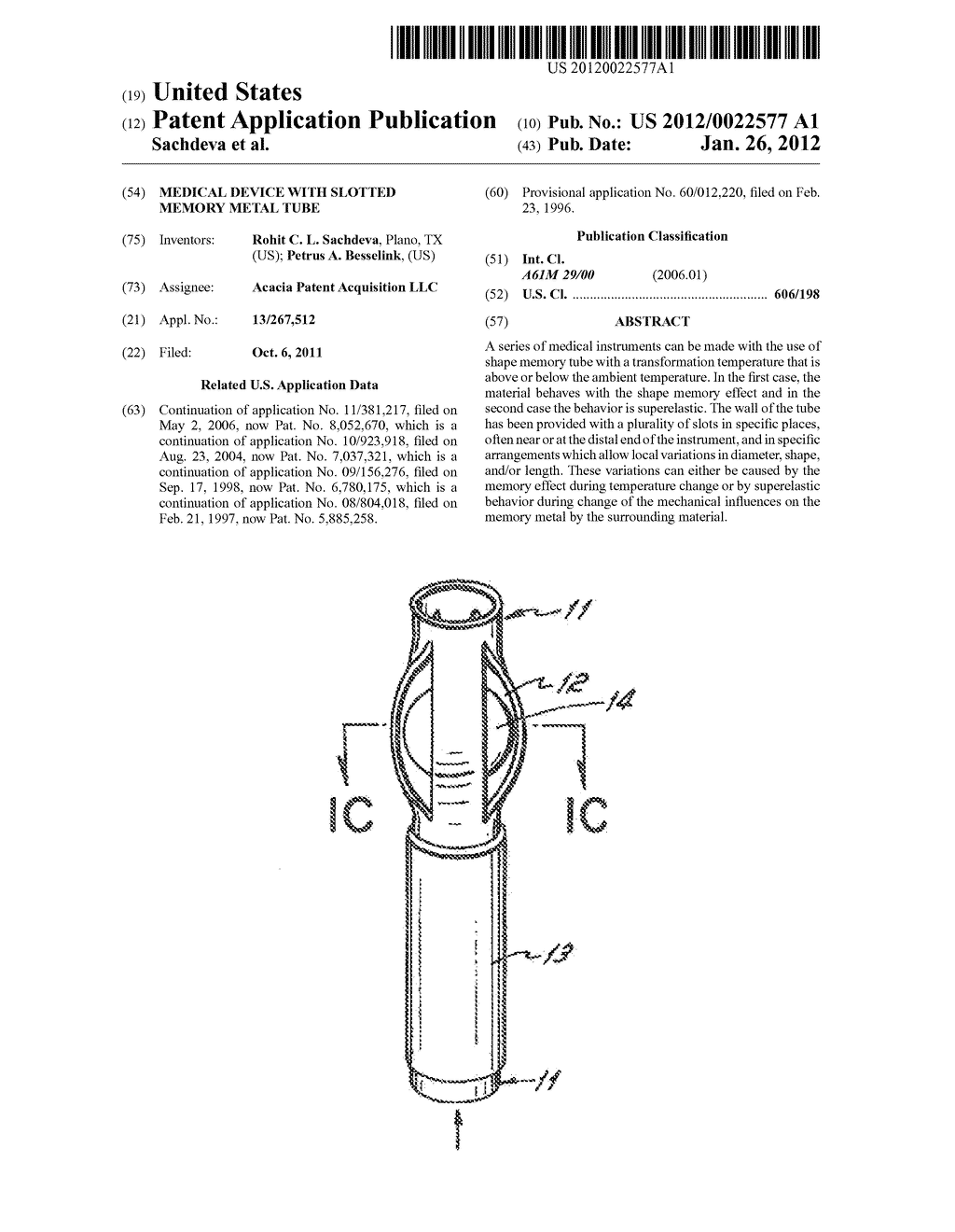 MEDICAL DEVICE WITH SLOTTED MEMORY METAL TUBE - diagram, schematic, and image 01