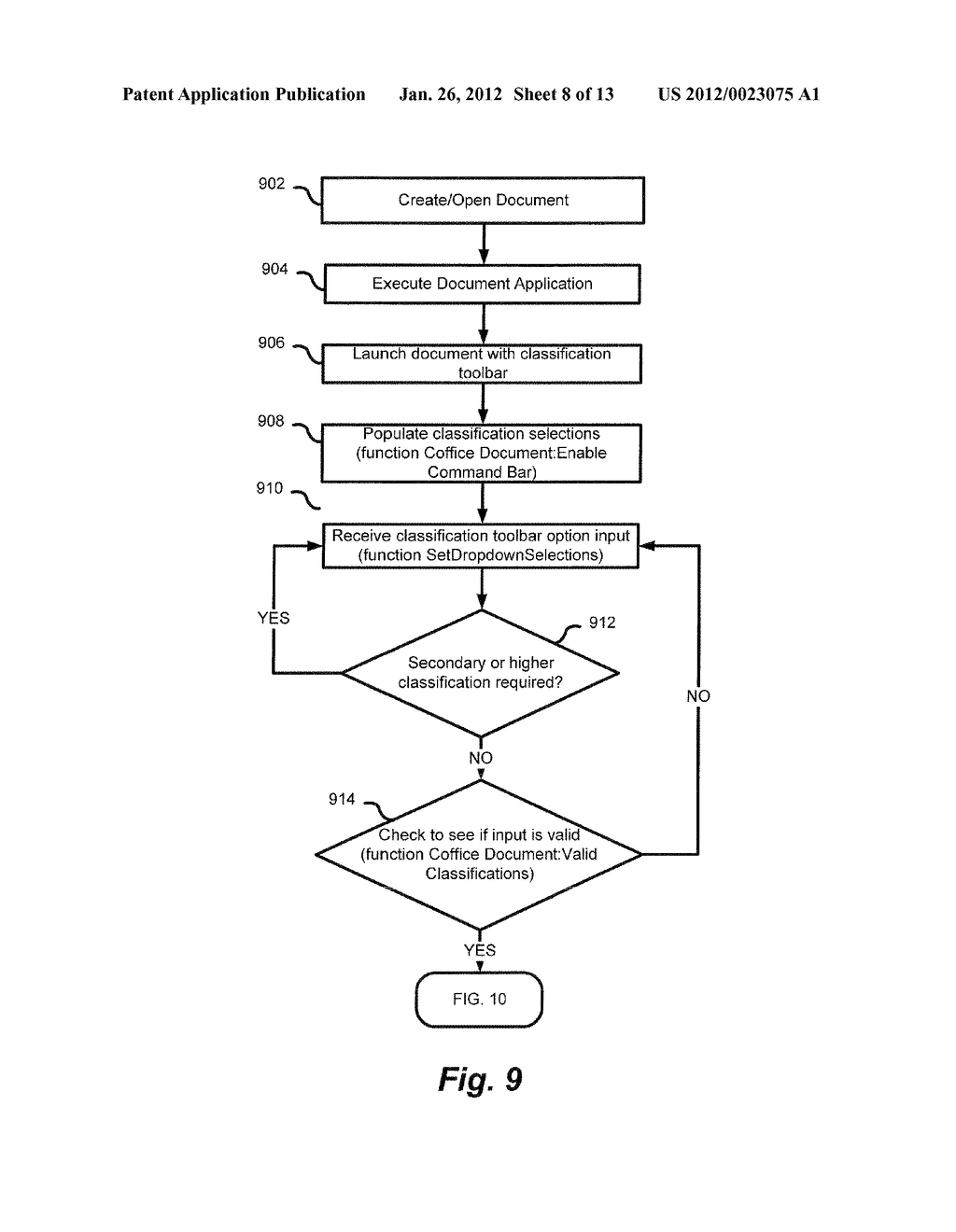 DOCUMENT CLASSIFICATION TOOLBAR IN A DOCUMENT CREATIONAPPLICATION - diagram, schematic, and image 09