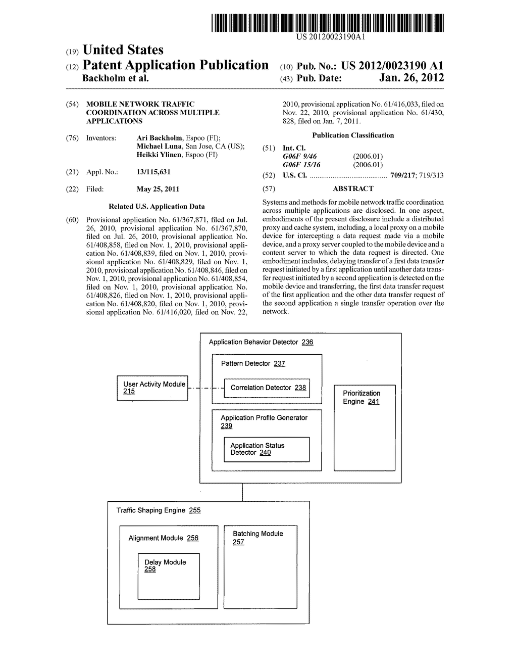 MOBILE NETWORK TRAFFIC COORDINATION ACROSS MULTIPLE APPLICATIONS - diagram, schematic, and image 01