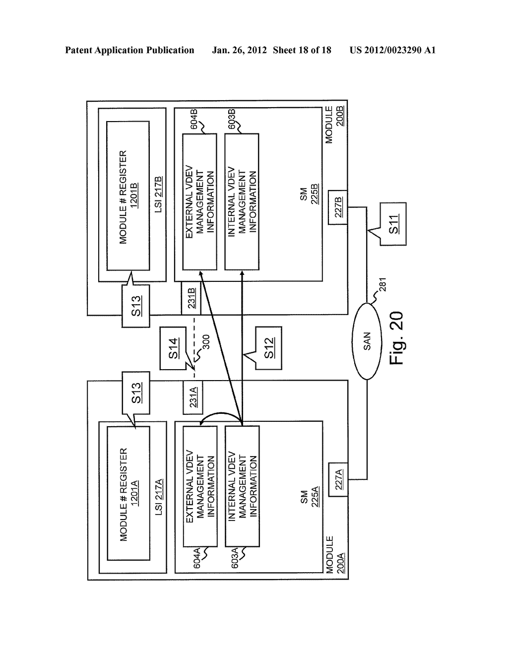 STORAGE SYSTEM CONFIGURED FROM PLURALITY OF STORAGE MODULES AND METHOD FOR     SWITCHING COUPLING CONFIGURATION OF STORAGE MODULES - diagram, schematic, and image 19