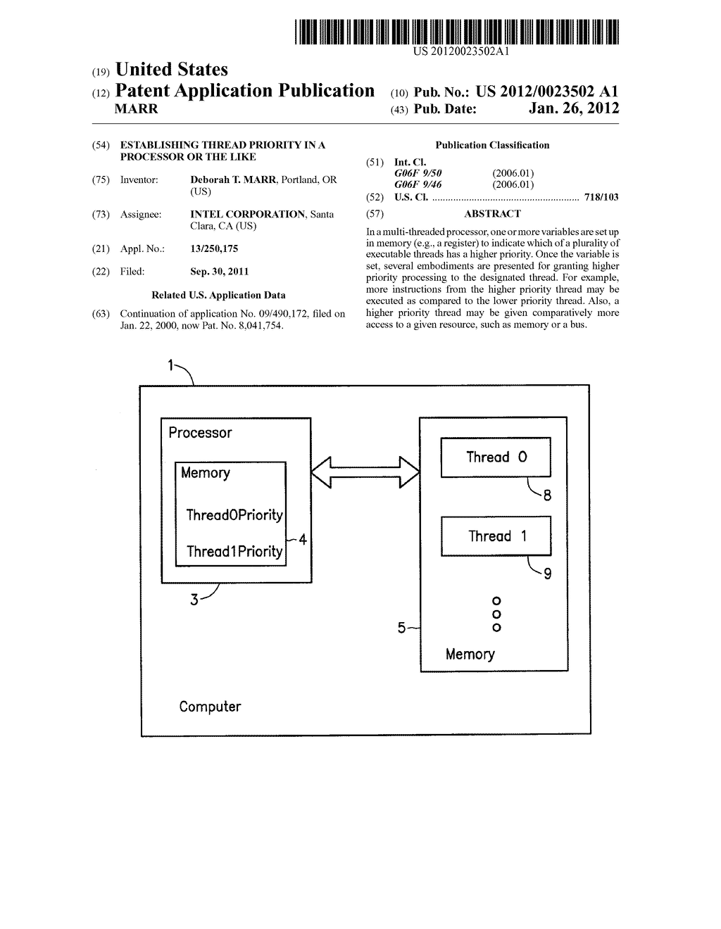 ESTABLISHING THREAD PRIORITY IN A PROCESSOR OR THE LIKE - diagram, schematic, and image 01