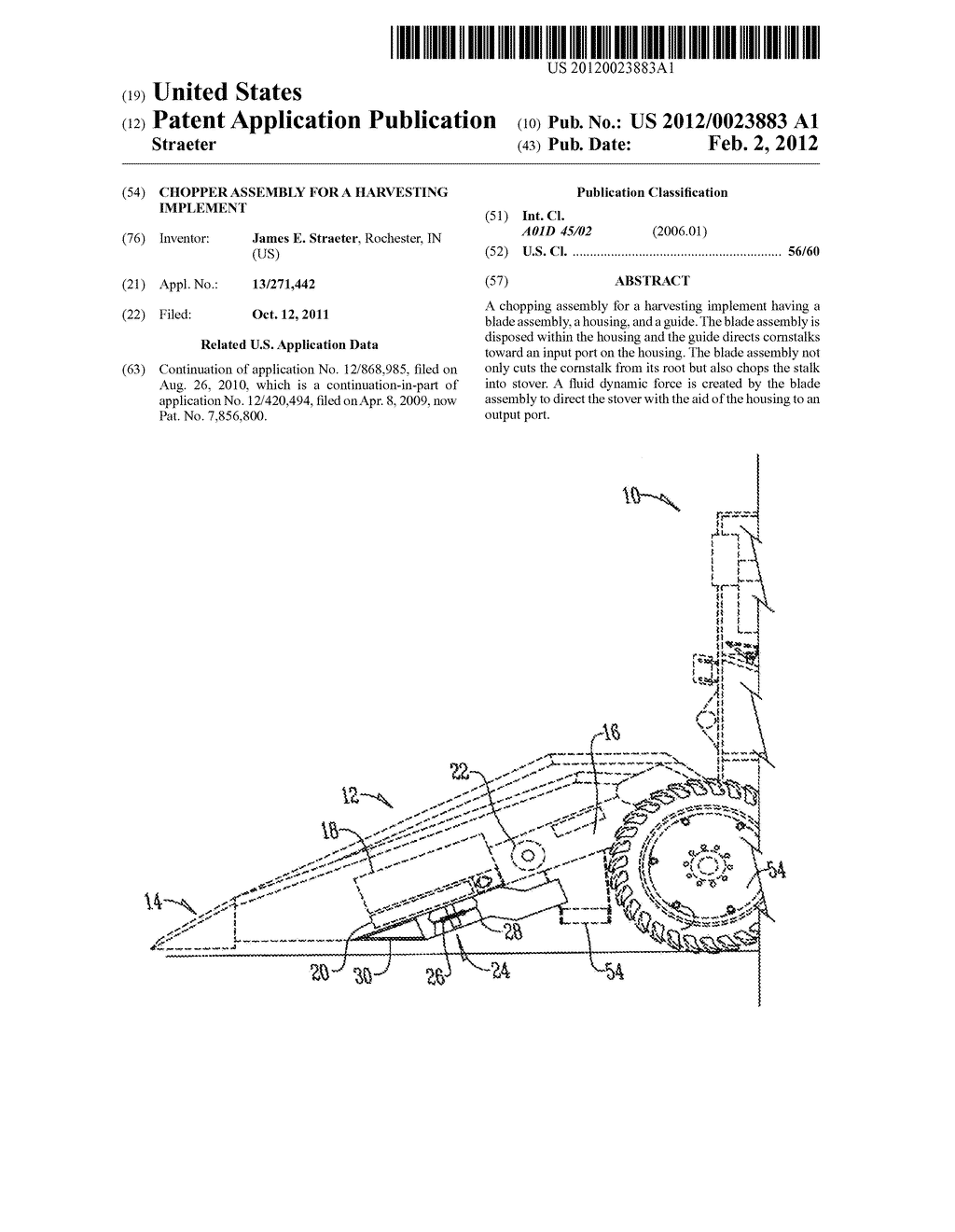 CHOPPER ASSEMBLY FOR A HARVESTING IMPLEMENT - diagram, schematic, and image 01