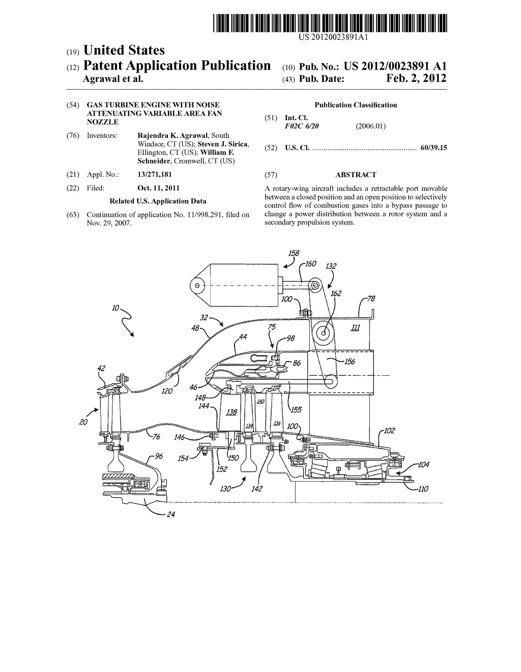 GAS TURBINE ENGINE WITH NOISE ATTENUATING VARIABLE AREA FAN NOZZLE - diagram, schematic, and image 01